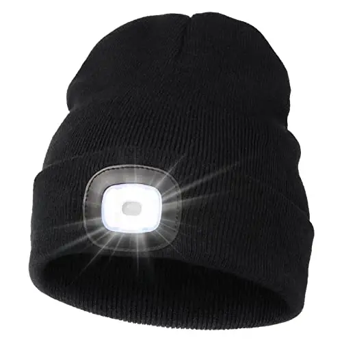 MELASA Unisex Bosh yoritgichli shapka, USB zaryadlanuvchi qo'lsiz LED shapka, erkaklar uchun qishki sovg'alar, Dad Ota Er - MELASA