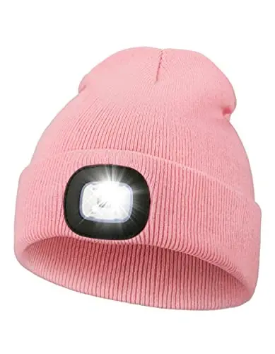 MELASA Unisex Hat with Light, USB Rechargeable Hands Free Headlamp LED Beanie, Winter Gifts for Men Dad Father Husband Him - 5