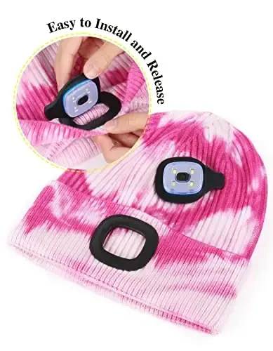 MELASA Unisex Hat with Light, USB Rechargeable Hands Free Headlamp LED Beanie, Winter Gifts for Men Dad Father Husband Him - 5