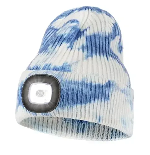 MELASA Unisex Hat with Light, USB Rechargeable Hands Free Headlamp LED Beanie, Winter Gifts for Men Dad Father Husband Him - 1