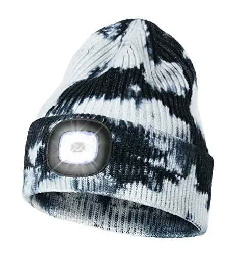 MELASA Unisex Hat with Light, USB Rechargeable Hands Free Headlamp LED Beanie, Winter Gifts for Men Dad Father Husband Him 