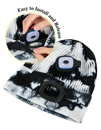 MELASA Unisex Şapka, Işıklı, USB ile Şarj Edilebilir Eller Serbest Far LED Bere, Erkekler, Baba, Eş için Kış Hediyeleri - 4