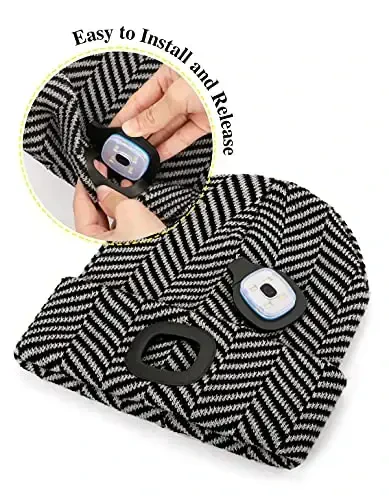 MELASA Unisex yengil shapka, USB bilan qayta zaryadlanuvchi qo'lsiz LED beanie, erkaklar uchun qishki sovg'alar Ota Er Erkak uchun - 3