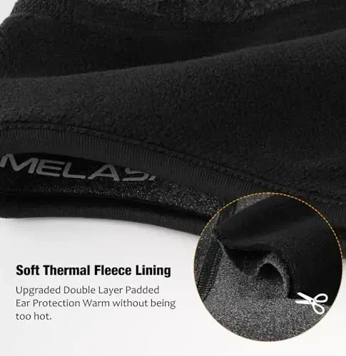MELASA Winter Helmet Liner Skull Cap, Fleece Lined Warm Cycling Cap with Glasses Holes, Thermal Hat Beanie for Men Women - 1