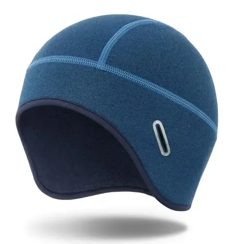 MELASA Winter Helmet Liner Skull Cap, Fleece Lined Warm Cycling Cap with Glasses Holes, Thermal Hat Beanie for Men Women 