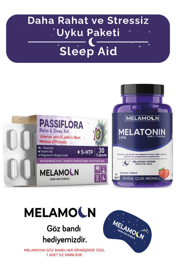 Melatonin 3 Mg, Pasiflora, 5-HTP ve Magnezyum - Kaliteli ve Stressiz Uyku Paketi - 4