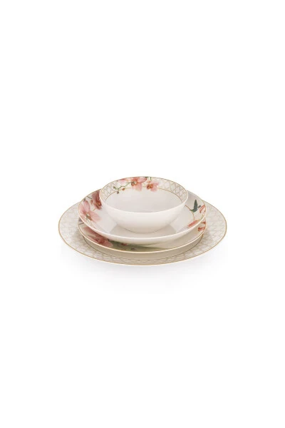 Melina Porcelain Dinner Set - 24 Pieces - Cream - 5