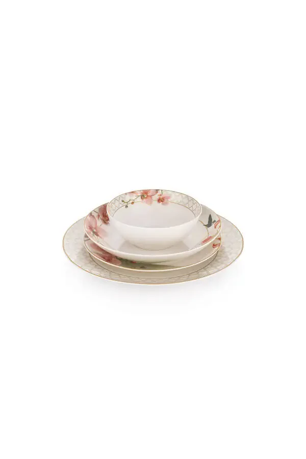 Melina Porcelain Dinner Set - 24 Pieces - Cream - 5