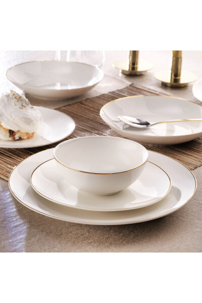 Melina Porcelain Dinner Set - 24 Pieces - Gold - 2