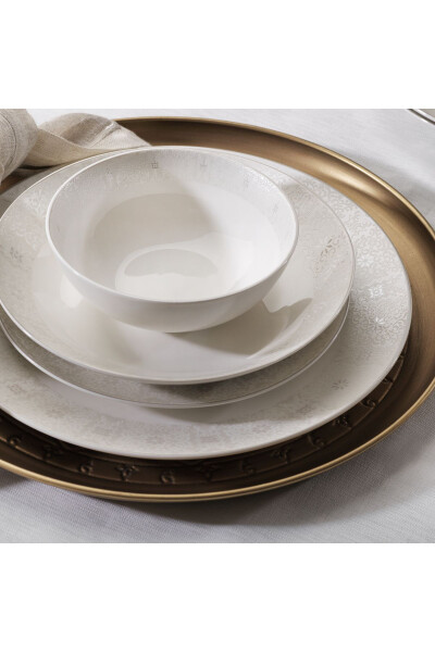 Melina Porcelain Dinner Set - 24 Pieces - Grey - 2