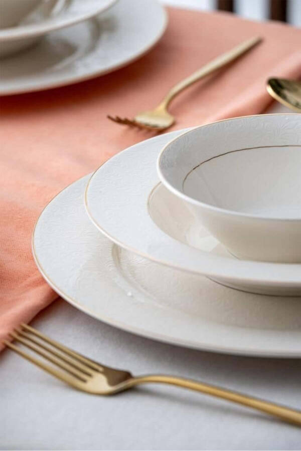 Melinie 60 Piece 12 Person Gold Porcelain Dinner Set - 7