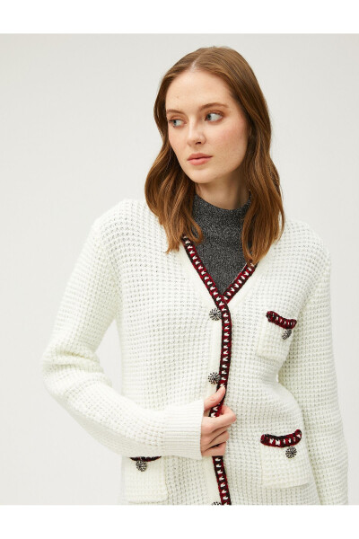 Melis Ağazat X - Button Detailed V-Neck Pocket Knit Cardigan - 8