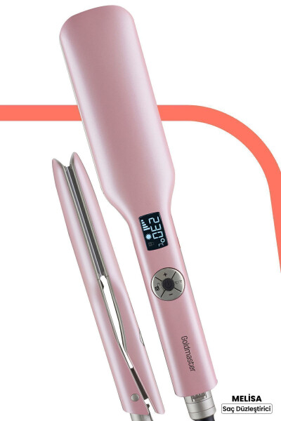 Melisa Digital Display Tourmaline Ceramic Thick Plate Ionic Hair Straightener Pink - 34