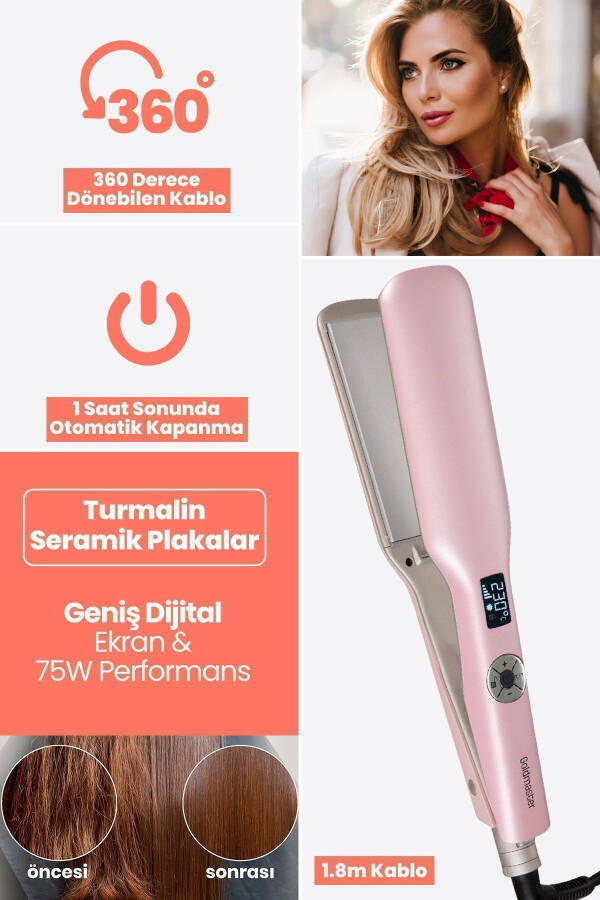 Melisa Raqamli Displeyli Turmalin Seramik Qalin Plitali Ionik Soch To'g'rilovchi Pushti - 37