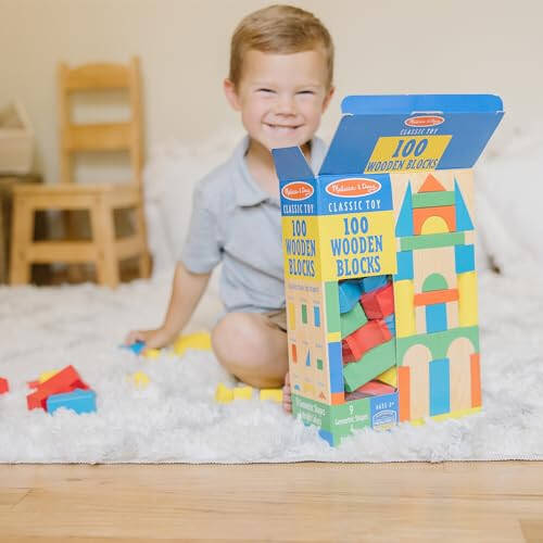 Melissa & Doug Wooden Building Blocks, 100-Piece Set of Sorting & Stacking Toys in 4 Colors and 9 Shapes, Classic Toddler Toys for Girls & Boys Ages 2+ - FSC Certified - 33