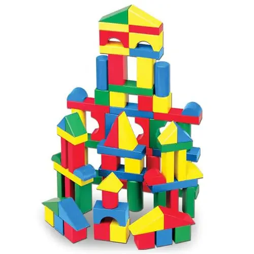 Melissa & Doug Wooden Building Blocks, 100-Piece Set of Sorting & Stacking Toys in 4 Colors and 9 Shapes, Classic Toddler Toys for Girls & Boys Ages 2+ - FSC Certified - 16