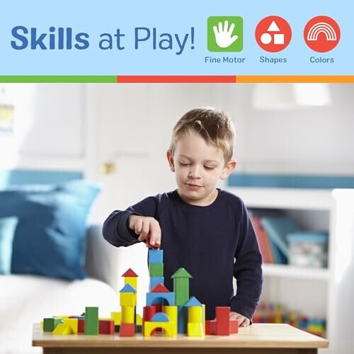 Melissa & Doug Wooden Building Blocks, 100-Piece Set of Sorting & Stacking Toys in 4 Colors and 9 Shapes, Classic Toddler Toys for Girls & Boys Ages 2+ - FSC Certified - 5