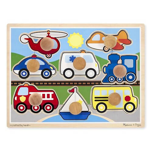 Melissa & Doug Araçlar Dev Düğmeli Ahşap Puzzle (8 Parça) - 4