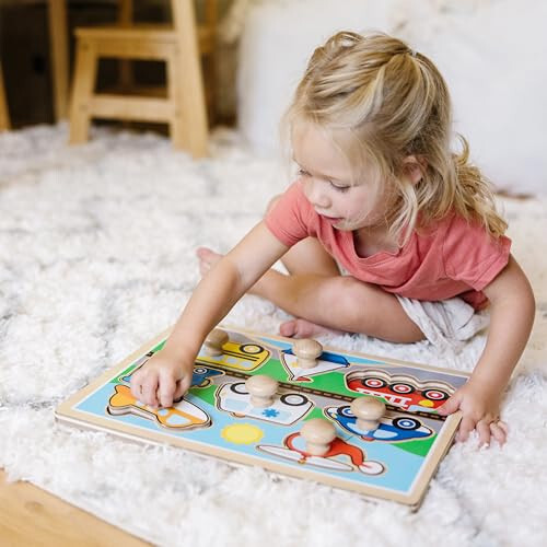 Melissa & Doug Araçlar Dev Düğmeli Ahşap Puzzle (8 Parça) - 5