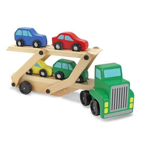 Melissa & Doug Car Carrier Truck and Cars Wooden Toy Set With 1 Truck and 4 Cars - Vehicle Toys, Push And Go Wooden Trucks For Toddlers And Kids Ages 3+ - 31