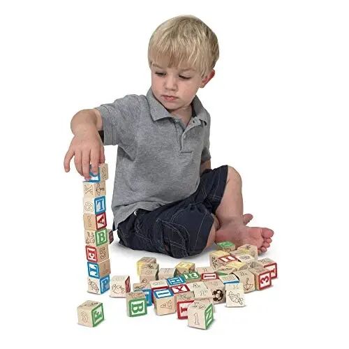 Melissa & Doug Deluxe ABC/123 Набор блоков 1 дюйм с сумкой для хранения (50 шт.) - Буквы и цифры/Классические деревянные блоки ABC для малышей и детей от 2 лет - 4
