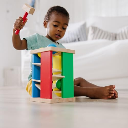 Melissa & Doug Deluxe Pound and Roll Wooden Tower Toy With Hammer - Pound A Ball, Educational Toddler Toys, Wooden Pounding Bench For Ages 2+ - 33