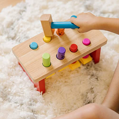 Melissa & Doug Deluxe Pounding Bench Wooden Toy With Mallet - 40