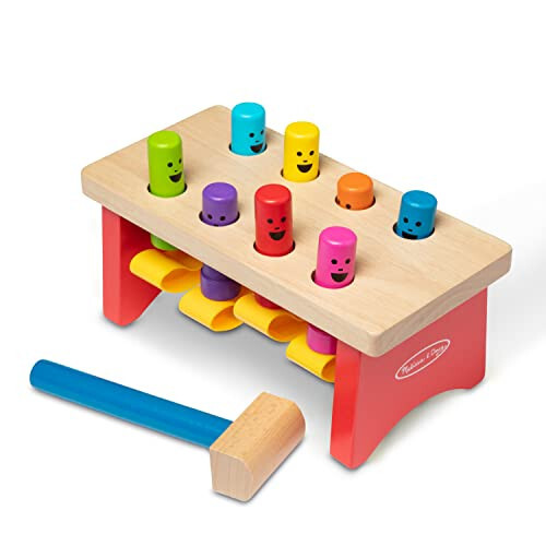 Melissa & Doug Deluxe Pounding Bench yog'och o'yinchoq bolg'a bilan - 39