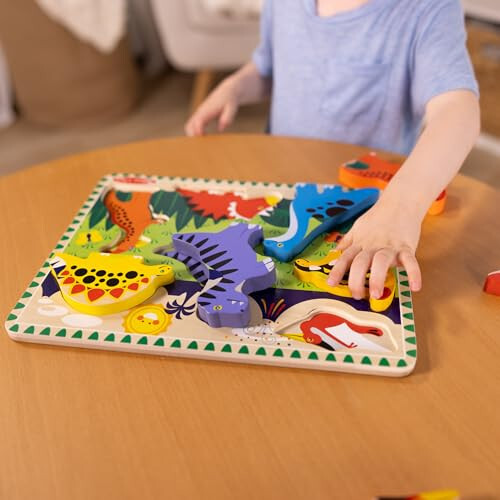 Melissa & Doug Деревянная пазл с толстыми деталями Динозавры (7 шт) - Сертифицировано FSC - 39