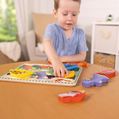 Melissa & Doug Деревянная пазл с толстыми деталями Динозавры (7 шт) - Сертифицировано FSC - 43