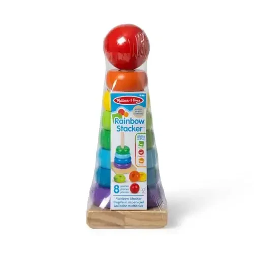 Melissa & Doug Деревянные кольца-стеки радуги - обучающая игрушка - деревянные кольца-стеки радуги - игрушка для младенцев, игрушки-стеки для младенцев и малышей - 5