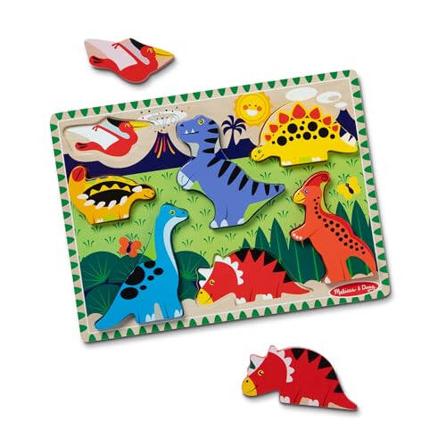 Melissa & Doug Dinosaur Wooden Chunky Puzzle (7 pcs) - FSC Certified - 38