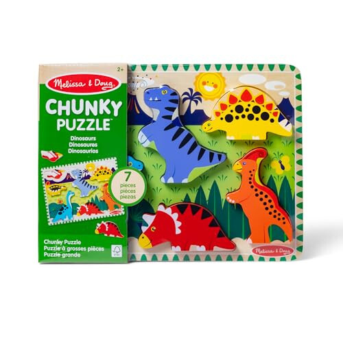 Melissa & Doug Dinosaur Wooden Chunky Puzzle (7 pcs) - FSC Certified - 40