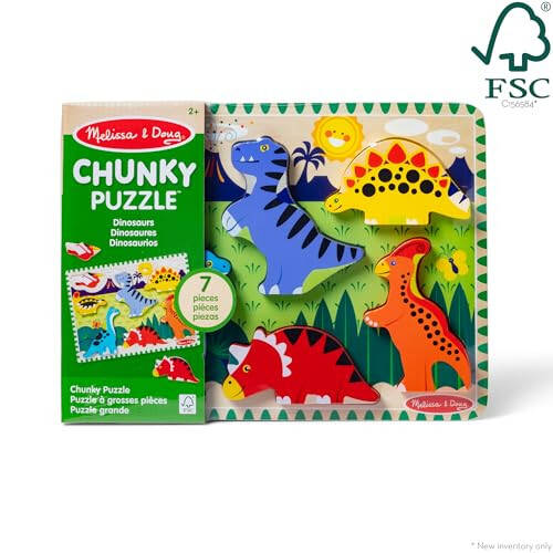 Melissa & Doug Dinozavr Yog'och Qalin Qismli Puzzle (7 dona) - FSC Sertifikatlangan - 4