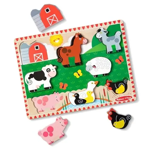 Melissa & Doug Farm Wooden Chunky Puzzle (8 pcs) - FSC Certified - 4