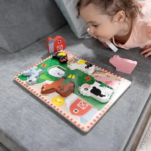 Melissa & Doug Farm Yog'ochdan Yasalgan Bo'lakli Jumbo Puzzle (8 dona) - FSC Sertifikatlangan - 2