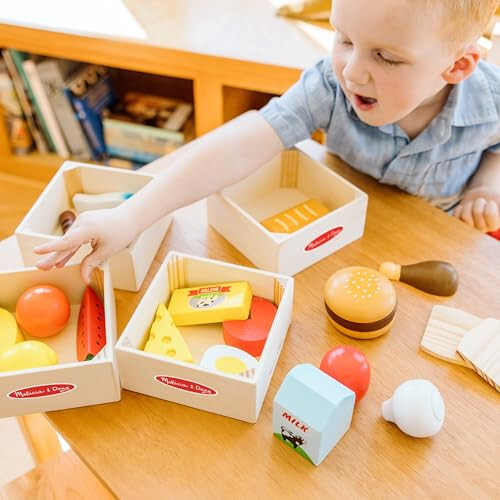 Melissa & Doug Food Groups - 21 Wooden Pieces and 4 Crates, Multi - Play Food Sets For Kids Kitchen, Pretend Food, Toy Food For Toddlers And Kids Ages 3+ - 5