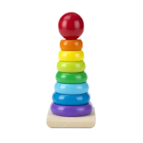 Melissa & Doug Rainbow Stacker Wooden Ring Educational Toy - Wooden Stacking Rings, Stacker Toys for Toddlers Ages 2+ - 1