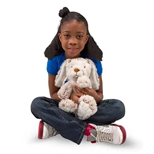 Melissa & Doug Burrow Bunny Stuffed Animal Plushie with Big Feet, Floppy Ears & Fluffy Tail, Adorable Pretend Play Toddler Toys for Girls & Boys 3+ - 4