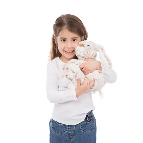 Melissa & Doug Burrow Bunny Stuffed Animal Plushie with Big Feet, Floppy Ears & Fluffy Tail, Adorable Pretend Play Toddler Toys for Girls & Boys 3+ - 6