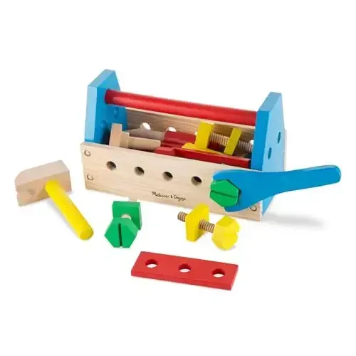 Melissa & Doug Olib Yuradigan Asboblar To'plami Yog'och Qurilish O'yinchog'i (24 dona), Ko'p Rangli, 10,0 x 5,55 x 4,75 - 1