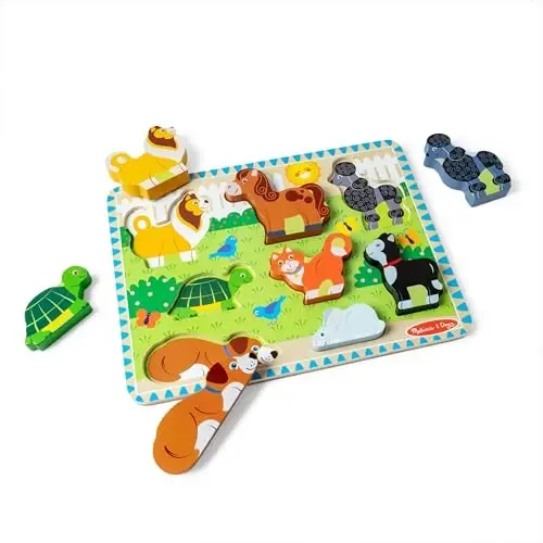 Melissa & Doug Pets yog'och jumboq (8 dona), 2 yosh va undan katta bolalar uchun ta'limiy ekranlarsiz mashg'ulot - MELISSA