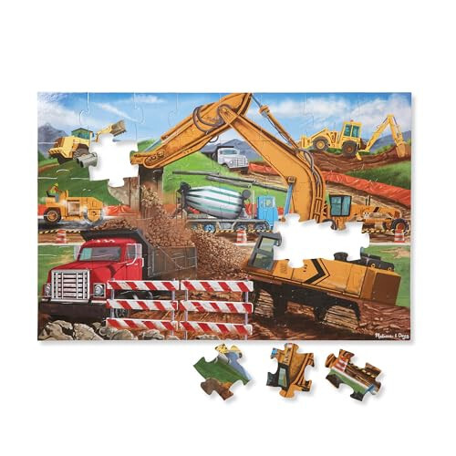 Melissa & Doug Qurilish Maydoni Jumbo Jigso Zamin Pazli - 48 dona - FSC Sertifikatlangan 