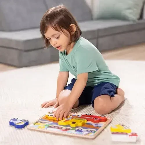 Melissa & Doug Qurilish Transport vositalari Yog'och Jumbo Puzzle (6 dona) - FSC Sertifikatlangan - 5