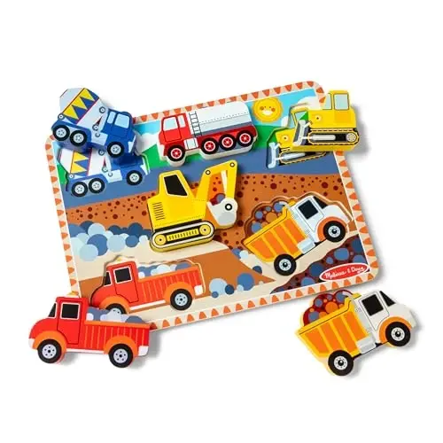 Melissa & Doug Qurilish Transport vositalari Yog'och Jumbo Puzzle (6 dona) - FSC Sertifikatlangan - 4