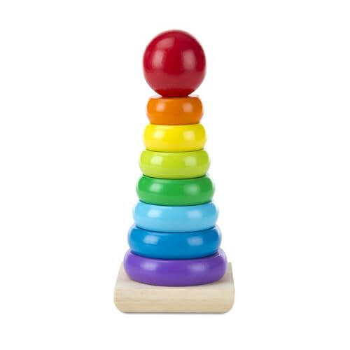 Melissa & Doug Rainbow Stacker Wooden Ring Educational Toy - Wooden Rainbow Stacking Rings Baby Toy, Stacker Toys For Infants And Toddlers - 25