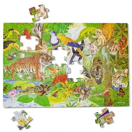 Melissa & Doug Rainforest Floor Puzzle, 48 pc Jumbo Jigsaw Puzzle, Toddler, maktabgacha yoshdagi bolalar va 3+ yoshdagi bolalar uchun ta'limiy ekransiz faoliyat (2 x 3 fut) - FSC sertifikatlangan - 5
