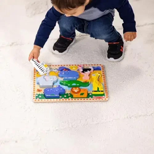 Melissa & Doug Safari Wooden Chunky Puzzle (8 pcs), Educational Screen Free Activity for Toddler, Preschoolers and Kids Ages 2+ - FSC Certified - 3
