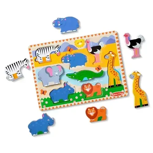 Melissa & Doug Safari Wooden Chunky Puzzle (8 pcs), Educational Screen Free Activity for Toddler, Preschoolers and Kids Ages 2+ - FSC Certified - 4