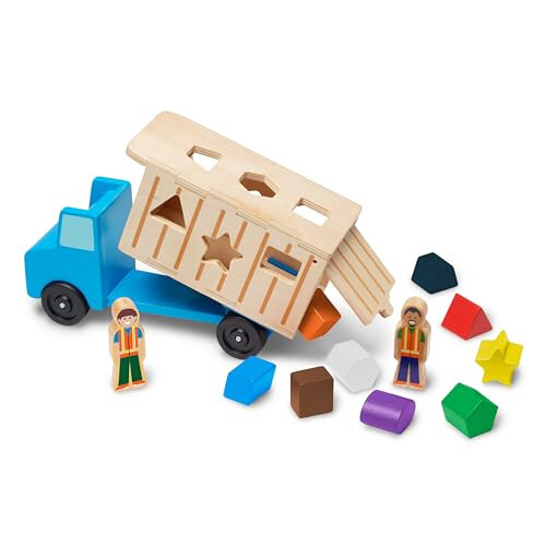 Melissa & Doug Şekil Sıralama Ahşap Kamyon Oyuncak 9 Renkli Şekil ve 2 Oyuncak Figürlü Ahşap Araç Oyuncakları, 2 Yaş ve Üzeri Bebekler İçin Şekil Sıralama Oyuncakları - 31